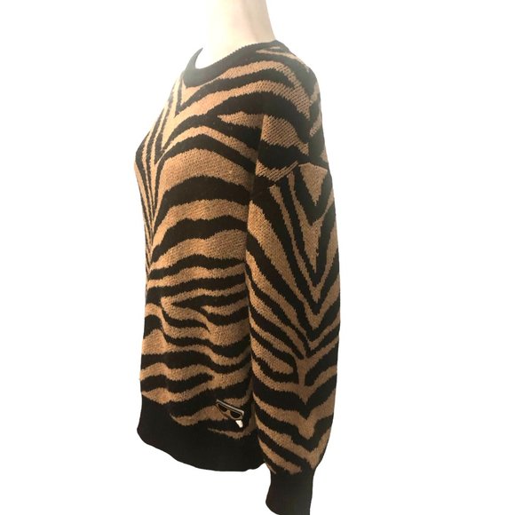 KARL LAGERFELD Paris Zebra Print Knitted Oversized Fit Sweater Pullover Size L - Picture 3 of 7